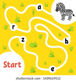 Logic puzzle game. Learning words for kids. Find the hidden name. Education developing worksheet. Activity page for study English. Game for children. Isolated vector illustration. Cartoon style.