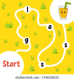 Logic puzzle game. Learning words for kids. Find the hidden name. Education developing worksheet. Activity page for study English. Isolated vector illustration. Cartoon style.