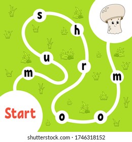 Logic puzzle game. Learning words for kids. Find the hidden name. Education developing worksheet. Activity page for study English. Isolated vector illustration. Cartoon style.