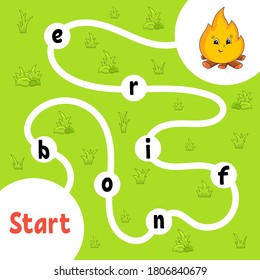 Logic puzzle game. Learning words for kids. Find the hidden name. Education developing worksheet. Activity page for study English. Isolated vector illustration. Cartoon style.
