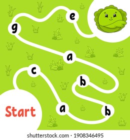 Logic puzzle game. Learning words for kids. Find the hidden name. Education developing worksheet. Activity page for study English. Isolated vector illustration. Cartoon style.