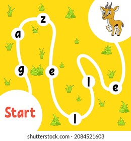 Juego de rompecabezas lógico. Aprendiendo palabras para los niños. Buscar el nombre oculto. Educación desarrollando hoja de trabajo. Página de actividad para estudiar inglés. Ilustración vectorial aislada. estilo de dibujos animados.