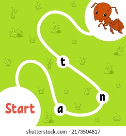 Logic puzzle game. Learning words for kids. Find the hidden name. Education developing worksheet. Activity page for study English. Isolated vector illustration. cartoon style.