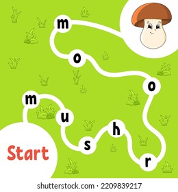Juego de rompecabezas lógico. Aprendiendo palabras para los niños. Buscar el nombre oculto. Educación desarrollando hoja de trabajo. Página de actividad para estudiar inglés. Ilustración vectorial aislada. estilo de dibujos animados.