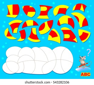 Logic puzzle game with letters. Need to find the correct place for each detail and paint them in corresponding colors. Vector cartoon image.