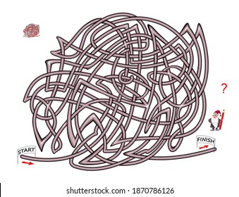 Logic puzzle game with maze for little children and adults. Labyrinth of Celtic knot . Find the way from start to finish. Sheet for kids brain teaser book. IQ test. Play online. Vector illustration.