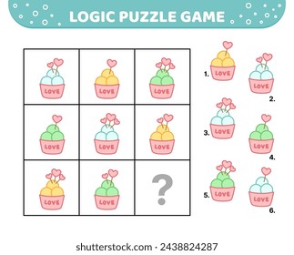 Logik-Puzzle-Spiel. Kugeln mit Eis. Für Kinder. Cartoon, Vektor, eps 10