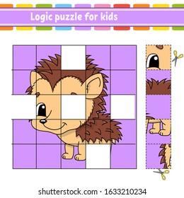 Logic puzzle for kids. Education developing worksheet. Hedgehog animal. Learning game for children. Activity page. Simple flat isolated vector illustration in cute cartoon style.