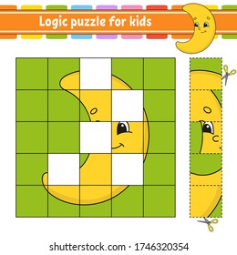 Logikpuzzle für Kinder. Arbeitsblatt für die Erziehung. Lernspiel für Kinder. Aktivitätsseite. Einfache flache isolierte Vektorgrafik im niedlichen Cartoon-Stil.