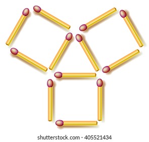 Logic puzzle. Move four matchsticks to make ten squares. Vector image.