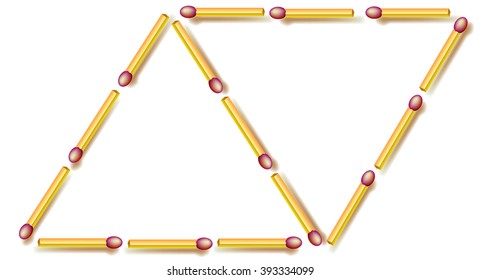 Logic puzzle. Move six matchsticks to make seven triangles. Vector image.