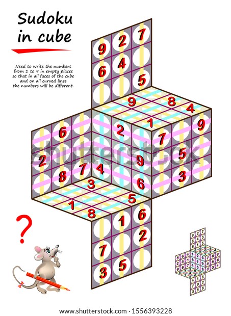 Logic Puzzle Sudoku Game In 3D Space Need Write Numbers From 1 To 9 In 