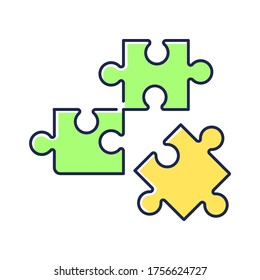 Logic RGB color icon. Formal science, analytical thinking, intellectual entertainment. Scientific discipline. Jigsaw puzzle pieces Isolated vector illustration