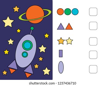 Logic tasks for preschool children. Circle, square, triangle. We learn shapes. Puzzles for children. Workbook  for preschool education. 
