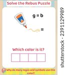 Logic thinking Solve Rebus Educational Puzzle Game for kids, Printable Worksheet, colors learning