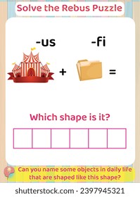 Logic thinking Solve Rebus Educational Puzzle Game for Kids, Printable Worksheet, Shapes Learning. Answer : Circle