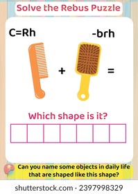 Pensamiento lógico Resolver el juego de rompecabezas educativo de Rebus para niños, hoja de trabajo imprimible, aprendizaje de formas. Respuesta: Rhombus