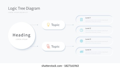 Logic tree diagram infographic template with design elements and icons 
