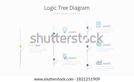 Logic tree diagram infographic template with design elements and icons