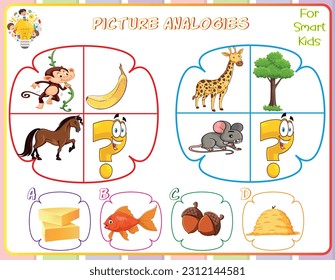 Logic worksheet picture analogies for kids are educational exercises that help children develop logical reasoning skills by identifying relationships between pictures. They enhance critical thinking