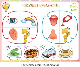 Logic worksheet picture analogies for kids are educational exercises that help children develop logical reasoning skills by identifying relationships between pictures. They enhance critical thinking