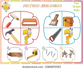 Logic worksheet picture analogies for kids are educational exercises that help children develop logical reasoning skills by identifying relationships between pictures. They enhance critical thinking