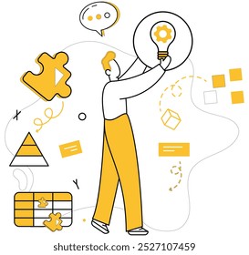 Ilustración vectorial lógica. La gestión eficiente navega por la lógica de la nave a través de los desafíos La brújula guía el camino hacia la creatividad analítica El pensamiento intelectual y el conocimiento son dinámicos