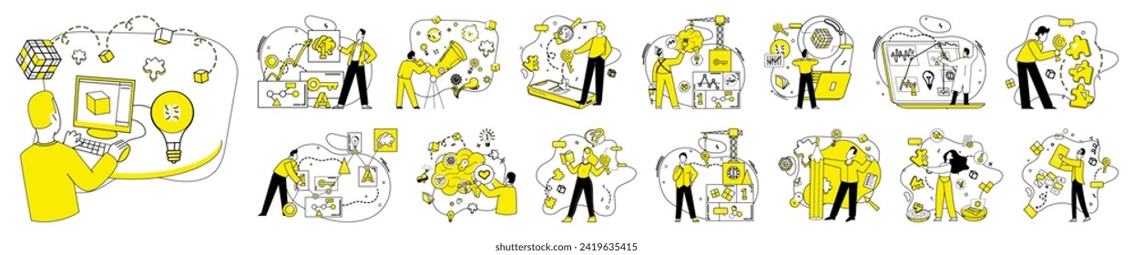 Logica vector illustration. Intellectual thinking and knowledge are dynamic winds steering ship ideas The tapestry achievement is woven from threads logica Breakthroughs transform into opportunities