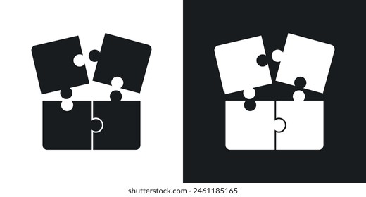 Conjunto de iconos de conjunto lógico. Símbolo de conexión de rompecabezas. Señal de Vector de montaje en pieza. Icono de estrategia de juego.