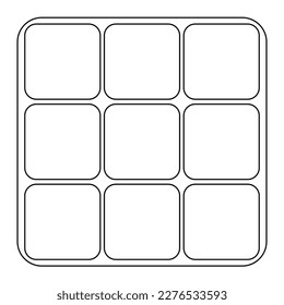 Logical combination cube puzzle toy with rotated sides, doodle style vector outline