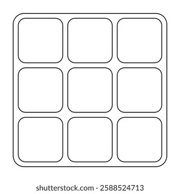 Logical combination cube puzzle toy with rotated sides. Vector outline illustration.