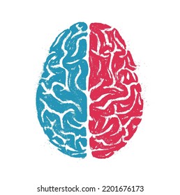 Logical and creative human brain. Isolated hand drawn vector illustration on white background