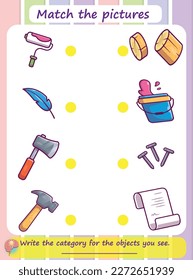 Logical educational activity worksheets for kids that involve matching pairs of pictures
Children develop their visual discrimination skills and problem-solving abilities. Daily objects.