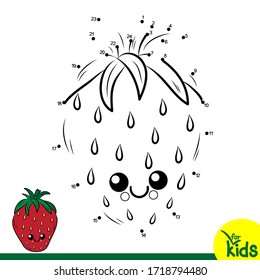 Logical educational game for children. Vector illustration. Connect the dots in order. Strawberry