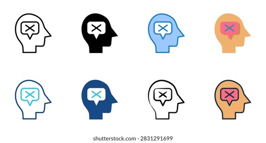 Logical fallacy icons set multiple style collection. Editable stroke 