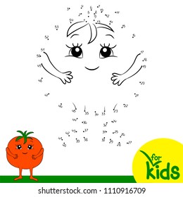 Logical game for children. Connect the points by lines. Tomato