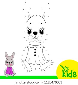 Logical game for children. Drawing by numbers. Dear Hare