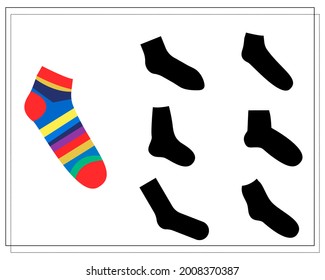 un juego lógico para los niños. busca un par para el calcetín. vector aislado en un fondo blanco