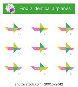 Juego lógico para niños. Encuentra dos idénticos. Inteligencia visual.