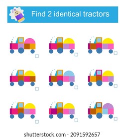 Logical game for children. Find two identical. Visual intelligence.