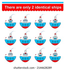 Logical game for children. Find two identical. Visual intelligence.