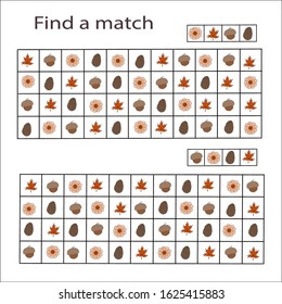 Logical puzzle game for children and adults. Find a match. Developing kids attentiveness and spatial, mathematical thinking skills. IQ training test