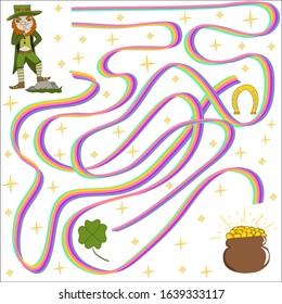 Logical puzzle game for children and adults. Help St. Patrick get through the rainbow to the pot of gold. Developing kids attentiveness and spatial, mathematical thinking skills. IQ training test.