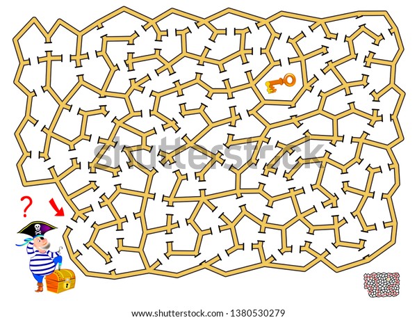子どもと大人の迷路を持つ論理的なパズルゲーム 海賊が宝箱を開ける鍵