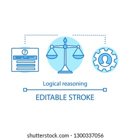 Logical reasoning concept icon. Decision making idea thin line illustration. Determination. Analytical thinking. HR soft skill. Vector isolated outline drawing