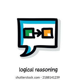 Logical Reasoning Hand Drawn Scribing, Sketchnoting Visual Note Icon. Minimal Vector Illustration. Editable Outline, Color, Shadows. Infographics Symbol