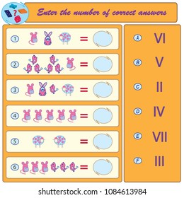 Logical task. Find and enter the right answers. Vector illustration