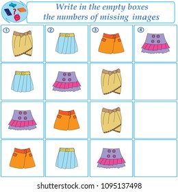 Logical task. Find what images are missing. Vector illustration