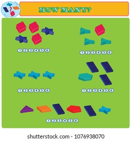 Logical task. How many figures in each group? Vector illustration