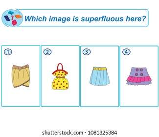 Logical task. Which image is superfluous here. Vector illustration